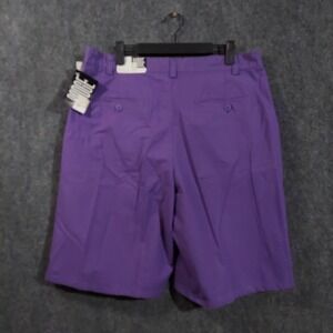 Vintage Badge Shorts Mens 36 Purple Orchid Chino Cotton Flat Front Summer 90s